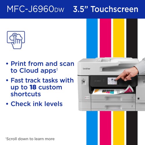 Brother INKvestment MFC-J6960DW Wireless Colour Inkjet All-in-One Printer with 11”x17” capabilities and 3.5” Colour Touchscreen