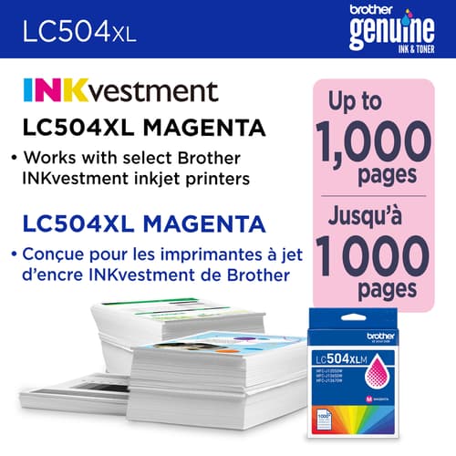 Brother Genuine LC504XLMS High Yield Magenta Ink Cartridge