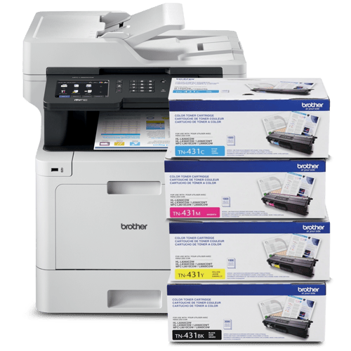 BUNDLE - Brother MFC-L8900CDW Business Colour Laser Multifunction and TN431 Cyan, Magenta, Yellow and Black Toner Cartridges