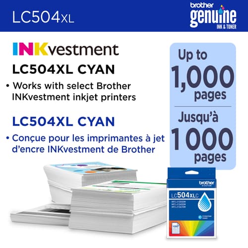 Brother Genuine LC504XLCS High Yield Cyan Ink Cartridge