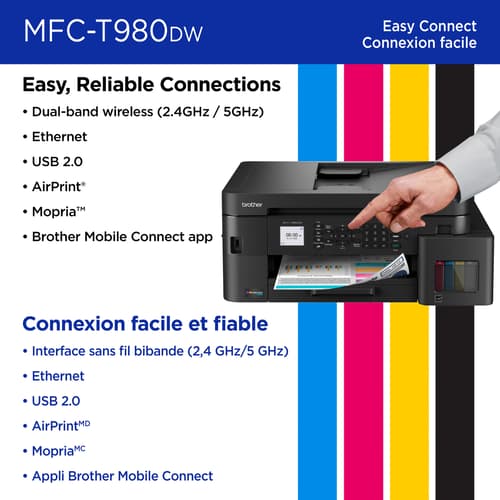 Brother INKvestment Tank MFC-T980DW Wireless and Ethernet Colour Inkjet All-in-One Printer with Multipurpose Tray