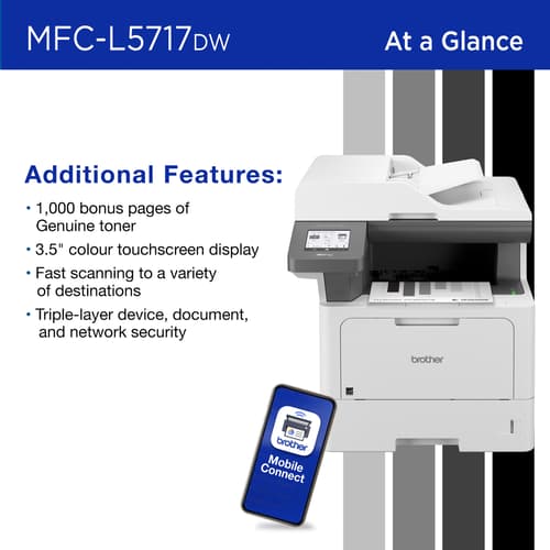 Brother MFC-L5717DW Business Monochrome Laser All-in-One Printer with Wireless Networking and Duplex Print, Scan, and Copy