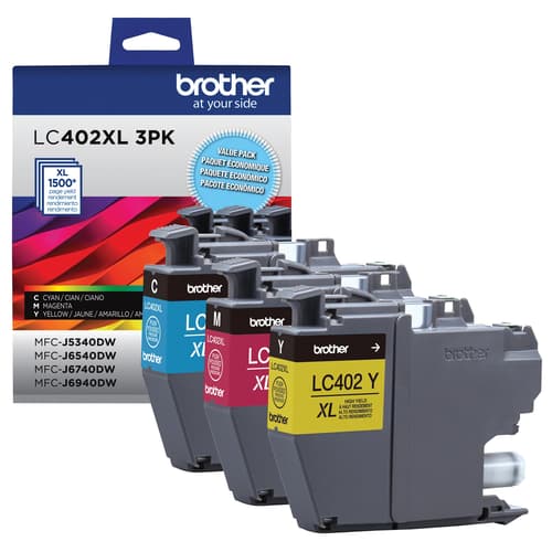 Brother Genuine LC402XL3PKS 3-Pack of High Yield Colour Ink Cartridges