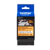 Brother Genuine HSe-211E 5.28 mm (0.2 in.) Black on White Heat Shrink Tube Tape (3:1 Shrink Ratio)