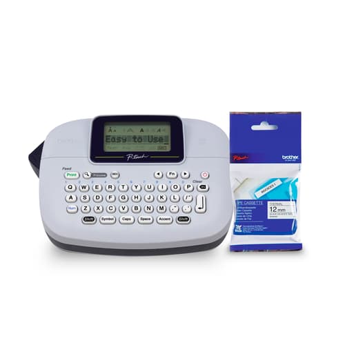 Brother R95MK231BUND Refurbished PTM95 Handy Label Maker and MK231 Non-Laminated Black on White M Tape Bundle