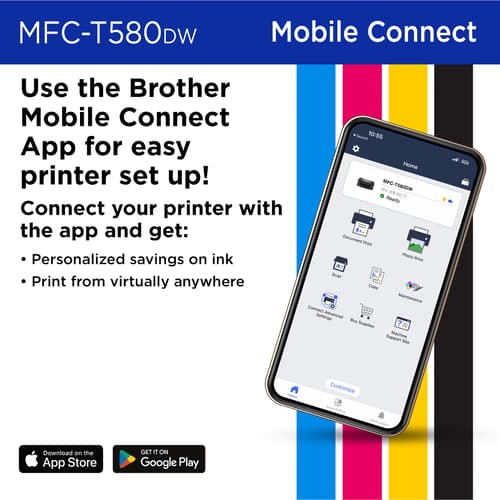 Brother INKvestment Tank MFC-T580DW Wireless Colour Inkjet All-in-One Printer with up to 3 Years of In-Box Ink