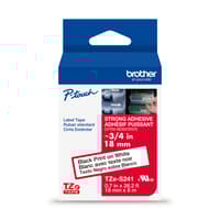Brother Genuine TZe-S241 Black on White Laminated Tape for TZe-compatible P-touch Label Makers, 18 mm wide x 8 m long