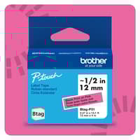 Brother Genuine BTAGP31 Non-Laminated Tape for P-touch Label Makers, Black on Pink – 12 mm wide x 4 m long