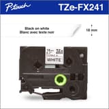 Brother Genuine Tze-FX241 Black on White Flexible ID Laminated Tape for P-touch Label Makers, 18 mm wide x 8 m long