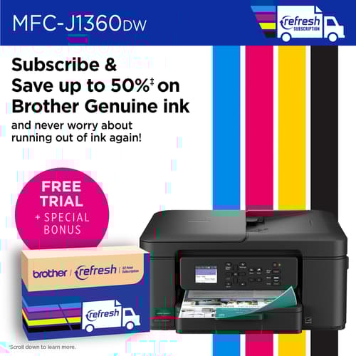 Brother Work Smart MFC-J1360DW Wireless Colour Inkjet All-in-One Printer with Automatic Duplex Printing and 1.8” Colour Display