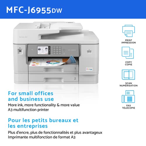 Brother INKvestment Tank MFC-J6955DW All-in-One Business A3 Colour Inkjet Printer with Wireless, Duplex Printing and Scanning