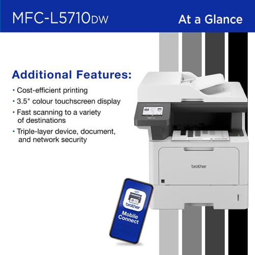 Brother MFC-L5710DW Business Monochrome Laser All-in-One Printer with Wireless Networking and Duplex Print, Scan, and Copy