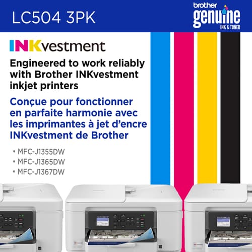 Brother Genuine LC5043PKS Standard Yield Cyan, Magenta, Yellow Ink Cartridges