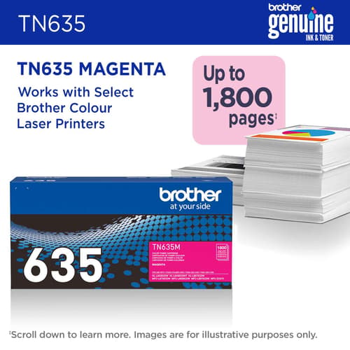 Brother Genuine TN635M Standard Yield Magenta Toner Cartridge