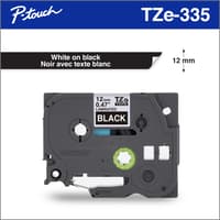 Brother Genuine TZe335 White on Black Laminated Tape for P-touch Label Makers, 12 mm wide x 8 m long