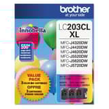 Brother LC2033PKS 3-Pack of Innobella Colour Ink Cartridges (1 each of Cyan, Magenta, Yellow), High Yield (XL Series)