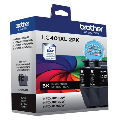 Brother Genuine LC401XL2PKS High-Yield Black Ink Cartridge 2-Pack