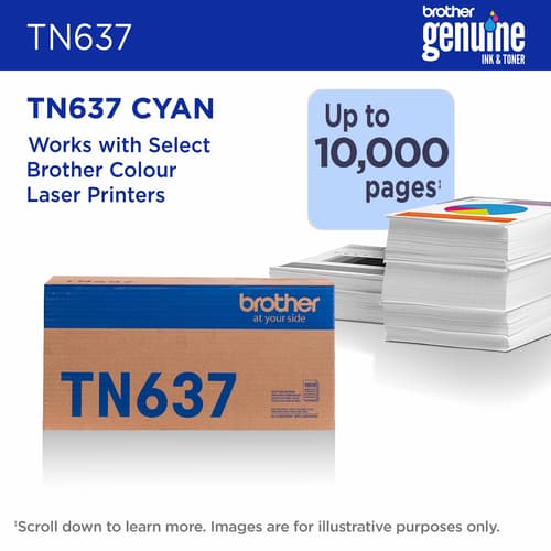 Brother Genuine TN637C Ultra High Yield Cyan Toner Cartridge
