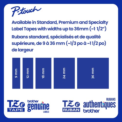 Brother Genuine TZe-S221 Black on White Extra-Strength Laminated Tape for P-touch Label Makers, 9 mm wide x 8 m long