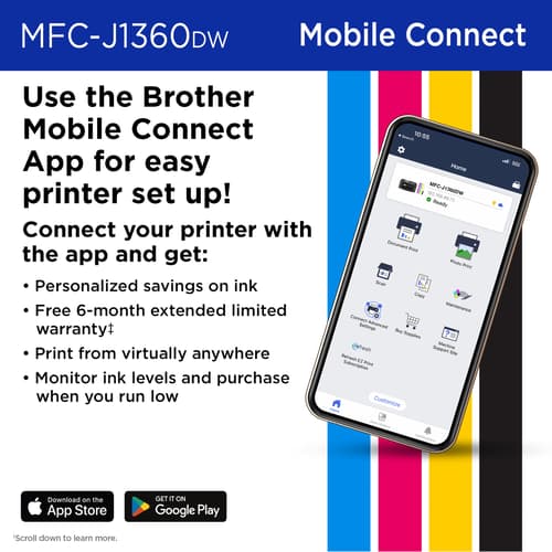 Brother Work Smart MFC-J1360DW Wireless Colour Inkjet All-in-One Printer with Automatic Duplex Printing and 1.8” Colour Display