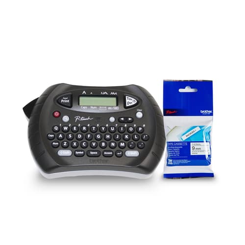 Brother R70MK221BUND Refurbished PT70B Personal Handheld Label Maker and MK221 Non-Laminated Black on White M Tape Bundle