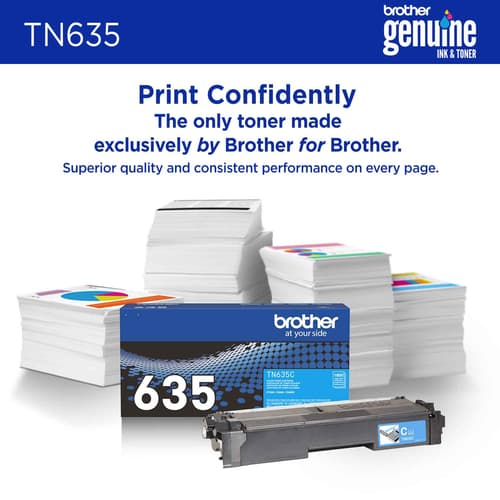Brother Genuine TN635C Standard Yield Cyan Toner Cartridge