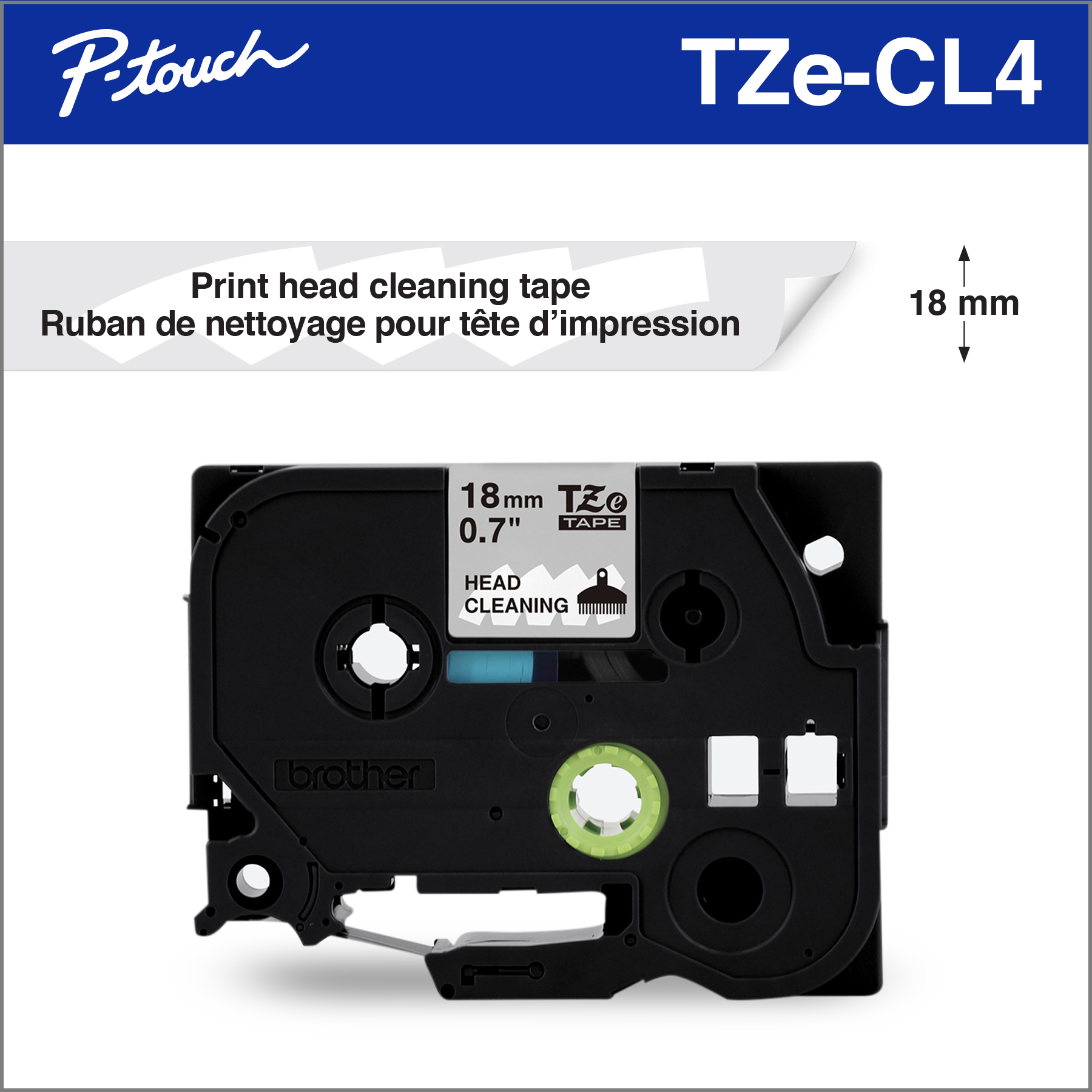 Image of Brother Genuine TZeCL4 18 mm Cleaning Tape for P-touch Label Makers