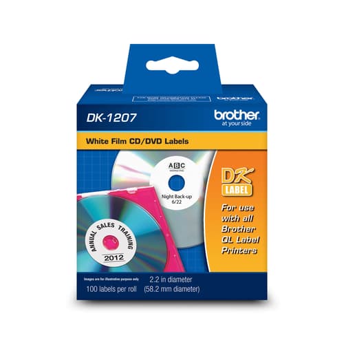 Brother DK-1207 CD / DVD Film Labels (100 Labels) - 2.2