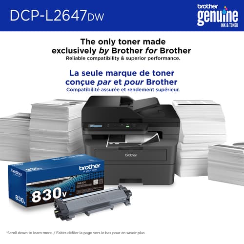 Brother DCP-L2647DW Wireless Compact Monochrome Multi-Function Laser Printer with Print, Copy and Scan, Duplex and Mobile Printing