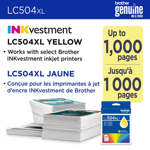 Brother Genuine LC504XLYS High Yield Yellow Ink Cartridge