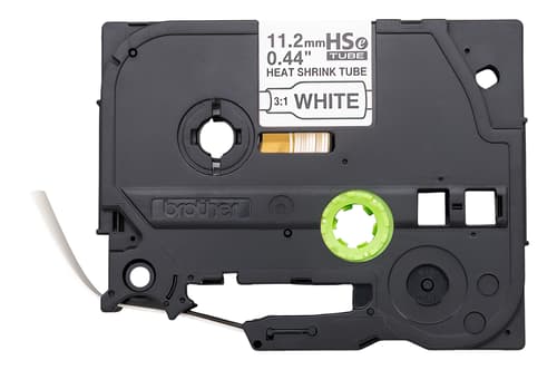 Brother Genuine HSe-231EG Black on White Heat Shrink Tube Tape for P-touch Label Makers, 11.2 mm wide x 1.5 m long