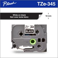 Brother Genuine TZe345 White on Black Laminated Tape for P-touch Label Makers, 18 mm wide x 8 m long