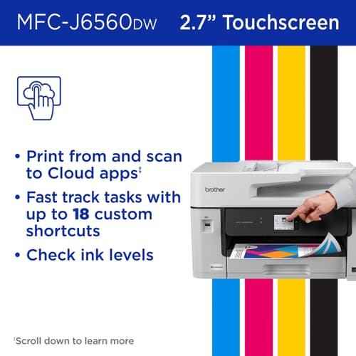 Brother INKvestment MFC-J6560DW Wireless Colour Inkjet All-in-One Printer with 11”x17” capabilities and 2.7” Colour Touchscreen