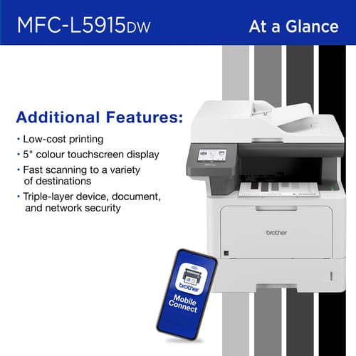 Brother MFC-L5915DW Business Monochrome Laser All-in-One Printer with Low-cost Printing, Wireless Networking and Duplex Print, Scan, and Copy
