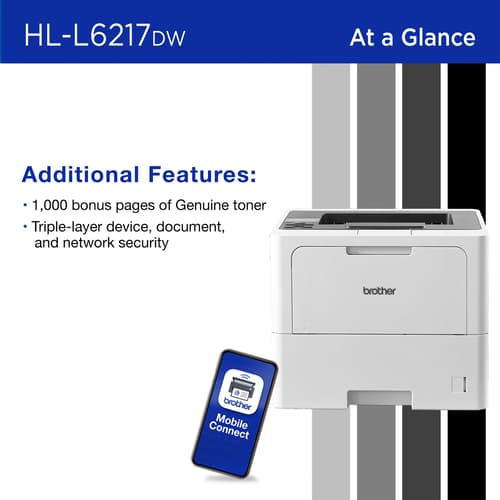 Brother HL-L6217DW Business Monochrome Laser Printer with Large Paper Capacity, Low-Cost Printing, Wireless Networking, and Duplex Printing