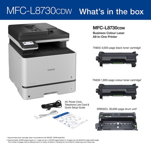 Brother MFC-L8730CDW Business Colour Laser All-in-One Printer with Duplex Print, Scan, Copy, and Wireless Networking