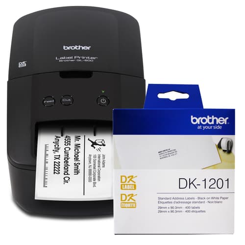 Brother QL600 label printer with DK1201 standard address paper labels bundle