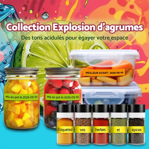 Ensemble de 3 rubans non laminés de la série BTAG pour étiqueteuses P-Touch authentique de Brother de la collection Explosion d’agrumes (orange avec texte noir, jaune avec texte noir, vert pâle avec texte noir), 12 mm (L) x 4 m de (l)