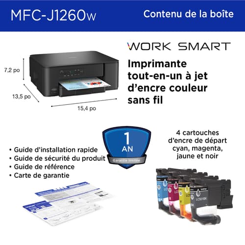 Brother MFC-J1260W Imprimante tout-en-un à jet d’encre couleur sans Work Smart