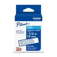 Brother TZe-233 Ruban laminé blanc avec texte bleu authentique pour étiqueteuse P-touch, 12 mm (L) x 8 m (l)