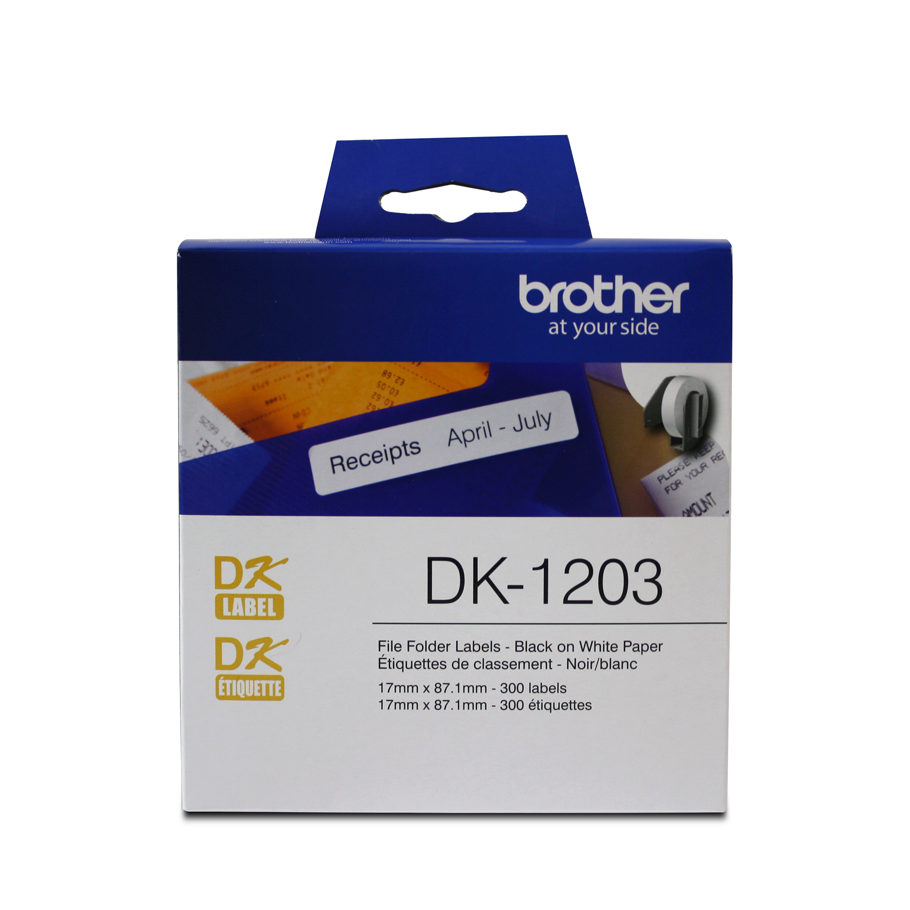 Brother – Ruban en papier continu DK2251 pour imprimantes d'étiquettes, 2,4  po x 50 pi, blanc avec texte noir/rouge