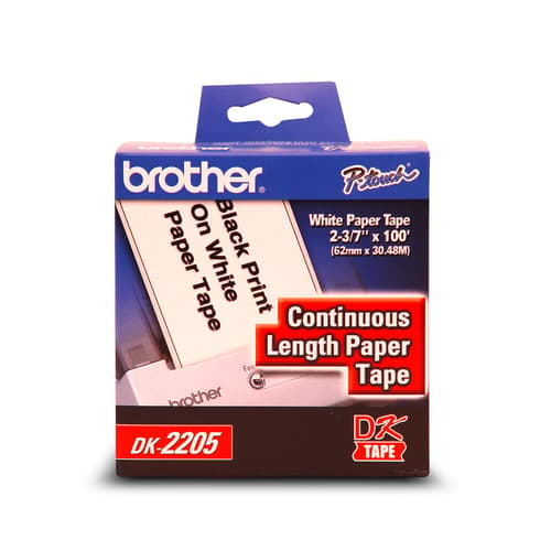 Brother DK2205 Ruban de papier continu blanc avec texte noir - 2,4 po x 100 pi (62 mm x 30,4 m)