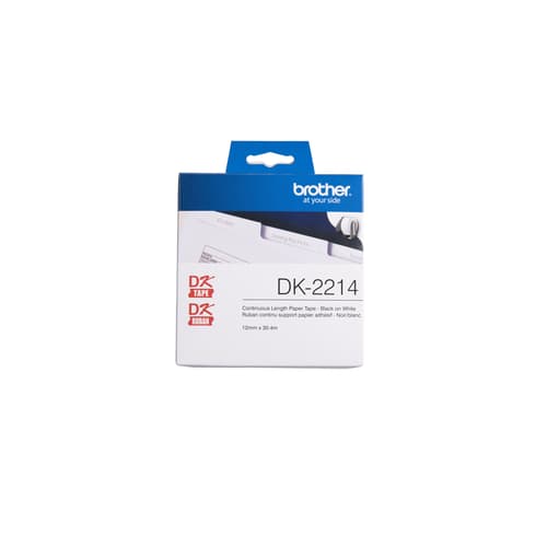 Brother DK2214 Ruban de papier continu blanc avec texte noir - 0,47 po x 100 pi (12 mm x 30,4 m)