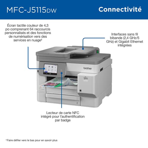 Brother MFC-J5115DW Imprimante tout-en-un à jet d’encre couleur professionnelle