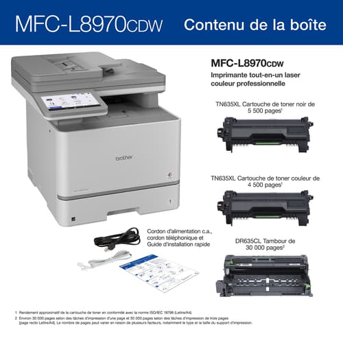 Brother MFC-L8970CDW Imprimante tout-en-un laser couleur professionnelle avec impression, numérisation et copie recto verso et fonctions de sécurité avancées