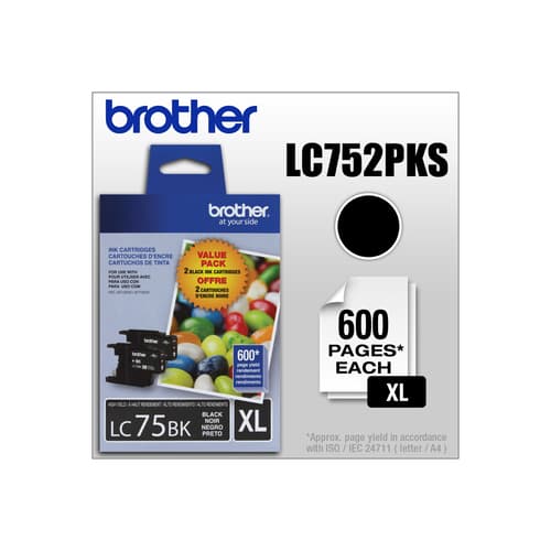 Brother LC752PKS Ensemble de deux cartouches d encre noire Innobella, à haut rendement
