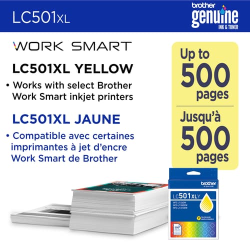 Brother LC501XLYS Cartouche d’encre jaune authentique à haut rendement