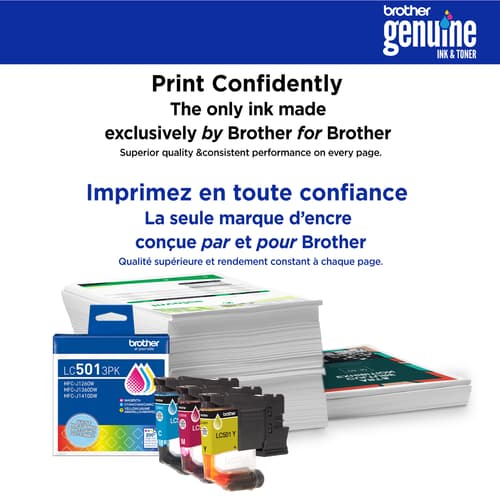 Brother LC501XL3PKS Cartouches d’encre cyan, magenta, jaune authentiques de Brother à haut rendement