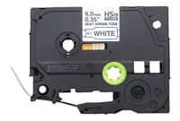 Brother HSe-221E Ruban thermorétractable blanc avec texte noir authentique pour étiqueteuses P-touch, 9 mm (L) x 1,5 m (l)