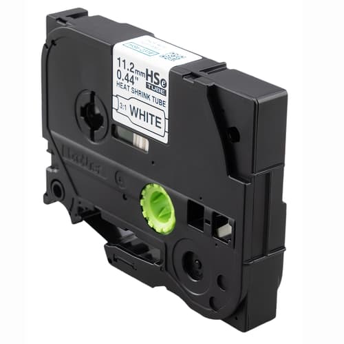 Brother HSe-231E Ruban pour tubes thermorétractables authentique blanc avec texte noir de 11,2 mm (0,44 po) [ratio de rétraction de 3:1]
